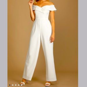 Lulu’s white off the shoulder jumpsuit